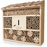 WILDLIFE HOME Bienenhotel Insektenhotel mit Rindendach I Unbehandelt, Bienenhaus...