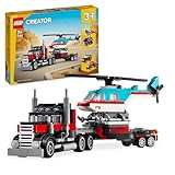 LEGO Creator 3in1 Tieflader mit Hubschrauber, Fahrzeuge-Set mit Helikopter- und...