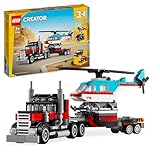 LEGO Creator 3in1 Tieflader mit Hubschrauber, Fahrzeuge-Set mit Helikopter- und...