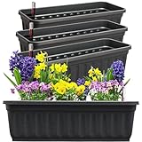 Hausfelder Blumenkasten 4er Set mit Wasserspeicher und Wasserstandsanzeige,...