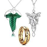 HJYZY 3 Stück Herr der R. Halskette graviert Gold plattiert Edelstahl Ring...