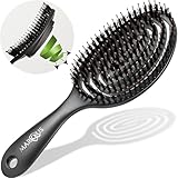marQus Bio Haarbürste Wildschweinborsten ohne Ziepen - Detangler-Bürste mit...
