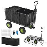 Juskys Metall Gartenwagen 550 kg belastbar - Handwagen mit Luftreifen, Plane &...