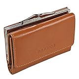 GoBago Damen Bügelbörse Leder Portemonnaie Geldbeutel Knipser (Natur)