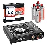 Gaskocher 1-flammig mit Gaskartuschen 227g 4 Stück MSF-1a, Camping Herd mit...