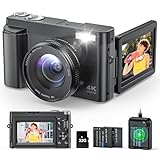 Digitalkamera 4K 48MP Kamera Fotokamera 16X Zoom mit 32GB Karte, Kompaktkamera...