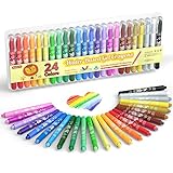 Shuttle Art Gelmalstifte, 24 bunte Wachsmalstifte set, hochwertige Gelmalstifte...