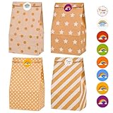 Papiertüten 20 Stück, Geschenktüten Kindergeburtstage mit 36 Bunte Aufkleber,...