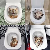 PIMXL 4 St. WC-Deckel Aufkleber, Entzückende Tiermotive, Wandsticker Klo...