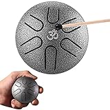 Aedcbaide Zungentrommel Tragbare Mini Trommel 3 Zoll 6 Töne Steel Tongue Drum,...