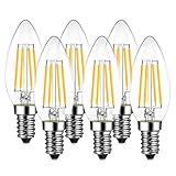 6er Pack E14 Kerze LED Lampe für Kronleuchter, E14 Glühfaden Retrofit Classic,...