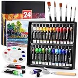 DazSpirit 24 Farben Acrylfarben Set mit 6 Pinselset+2 Leinwand+1...