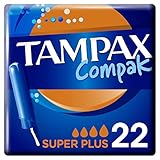 Tampax Compak Tampons mit Applikator Super Plus, 22 einzelne Hüllen, reichlich...