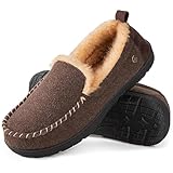 HomeTop Herren Mokassin Hausschuhe Flauschig Klassisch Rutschfest Memory Schaum...