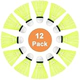 SenluKit Pro-Nylon Federball, 12er Dose, Premium Gänsefeder Badminton Set,...