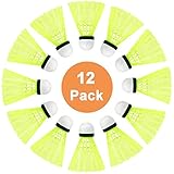 SenluKit Pro-Nylon Federball, 12er Dose, Premium Gänsefeder Badminton Set,...