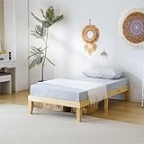 Bonnlo Holzbett 90x200cm mit Lattenrost, Bettgestell Natur, Hochbett aus 100%...