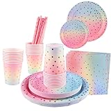 Partygeschirr,Shodiffy 125 Stück Pappteller Set, Papier Geschirr Set...