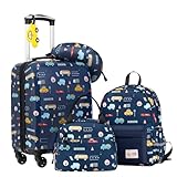 COOLIFE 5tlg Kinderkoffer mit Rucksack, Kindertrolley aus Kunststoff,...
