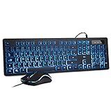 Rii Gaming Tastatur und Maus Set mit Kabel, 3 LED Hintergrundbeleuchtung QWERTZ...