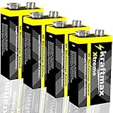 4er Pack kraftmax Xtreme 9V Block Hochleistungs- Batterien ideal für 10 Jahres...