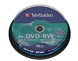 Verbatim DVD-RW 4x Matt Silver 4.7GB, 10 Stueck Spindel, DVD Rohlinge...