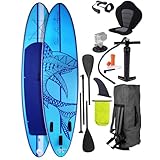 BRAST® SUP Board Shark | Aufblasbares Stand up Paddle Set | 320x81x15cm | 8...