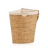 Lycce Wäschekorb mit Deckel 30L, Wasserhyazinthe, Eckig, Platzsparend,...