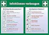 Aushang Infektionen vorbeugen, Anleitung zum Händewaschen und zur...