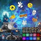 ROVLAK Projektor Halloween Aussen Innen - 96 Mustern+10 Wasserwellen LED...
