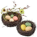 WideSmart Ostern Bird Nest,2 Stück Vogelnest Deko -Vogelnest mit Eiern...