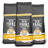 DER-FRANZ Kaffee Crema, Intensität 4/5, 100% Arabica, ganze Kaffeebohnen, 3 x...