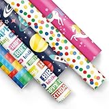 PAW - Geschenkpapier 200x70cm - 5 Rollen | Mix aus 5 Motiven | Fröhlich...