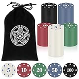 Zocipro 110 Stück Pokerchips, Jetons Chips, Poker Chips mit Nennwerten und...