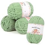 Aeelike 200g(4x50g) Polyacryl Wolle Cotton, 5Ply Baumwolle zum Häkeln,...