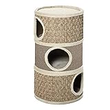 PawHut Kratztonne, Höhe 70 cm, Katzenkratzbaum für Katzen 3 Ebenen Katzenbaum...