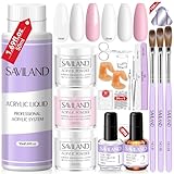 Saviland Acryl Nagelset Starterset: 3 Farben Acryl Pulver 50ml Acryl Liquid Set...