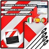 ATHELON® 3in1 Warntafel für Italien, Spanien & Portugal - Reflektierendes...
