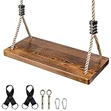 EXTFANS Holzschaukel für Garten & Innenbereich – Schaukelsitz aus Massivholz...