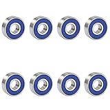 TRIXES 8 Stück 608RS ABEC-9 Gleitlager - Passend für Skateboard, Rollschuhe...