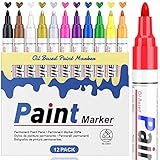 Permanent Marker Wasserfeste Stifte set: 12 Farben zum Steine Bemalen Permanent...