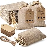 25 Stück Jute-Geschenktüten mit Kordelzug und 25 Stück Geschenkanhänger,...