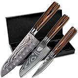Wolfblood 3er Santoku Damastmesser-Set (30, 24 und 20cm) Profi...