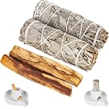2 Weißer Salbei und 2 Palo Santo Premium Kalifornischer, 100% kontrollierte und...