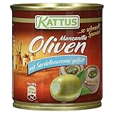 Kattus - Grüne Manzanilla Oliven mit Sardellencreme gefüllt | Entsteinte...