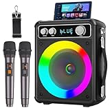 Tragbare Karaoke Maschine mit 2 Drahtlosen Mikrofone, Ankuka Bluetooth...