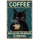 GLOBLELAND Kaffee Katze Vintage Metall Eisen Schild Plakette Poster Retro Metall...