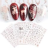 Nagelsticker Weihnachten - JMEOWIO 9 Blatt Nail Art Sticker Nagelaufkleber...