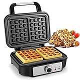 Belgische Waffel, Doppel Waffeleisen mit 5 Bräunungsstufen, 2 Rechteckige...