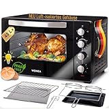 Minibackofen 45 Liter mit Glasfront und 2.000 Watt | Mini Backofen mit Umluft,...